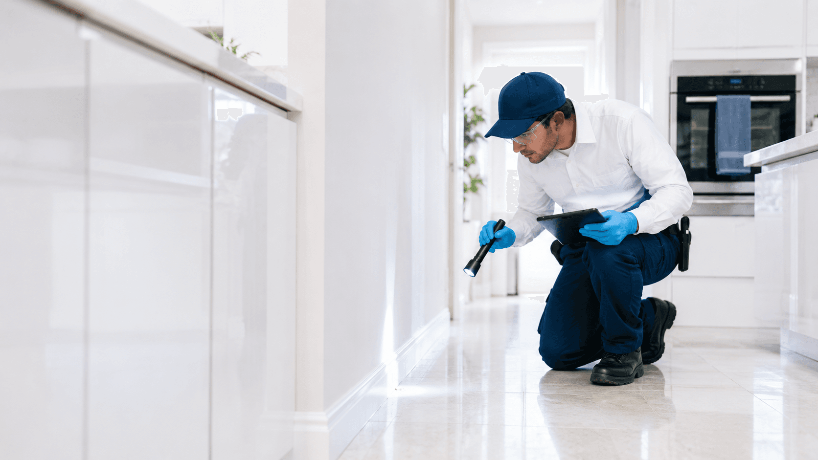 Técnico de X-Plag inspeccionando a fondo antes de aplicar el tratamiento